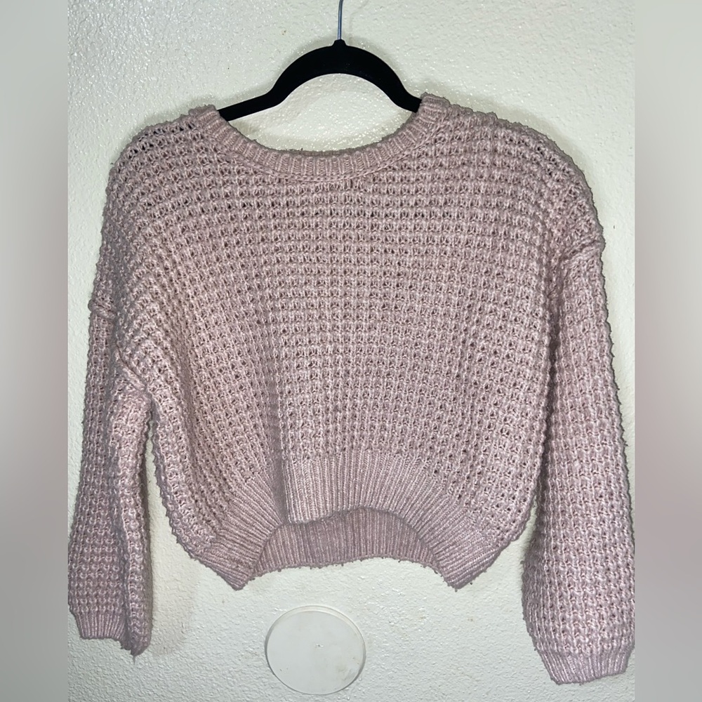 Pink Rose Chunky Knit Crew Neck Sweater